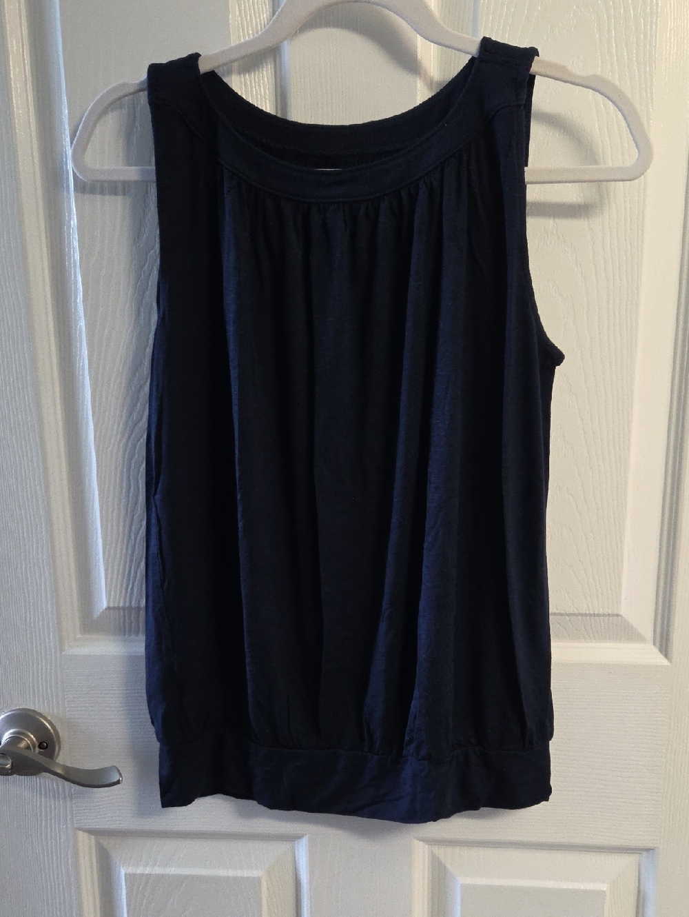 LOFT Navy Sleeveless Banded-Hem Tank